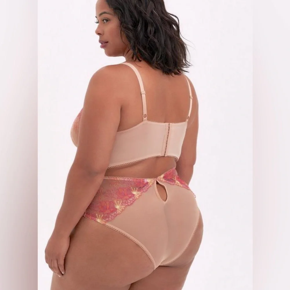 Torrid Floral Mesh Embroidered Bra - Pink and Gold - Picture 5 of 6